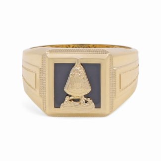 10K Yellow Gold Virgen de la Caridad Men's Ring / Size: 10.5 / Weight: 5.2 GR / P04FM-690