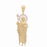 10K Yellow Gold San Judas Medal Pendant with CZ / Weight: 7.2 GR / WP-63