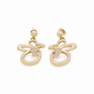 10K Yellow Fashion Butterfly Earrings with CZ